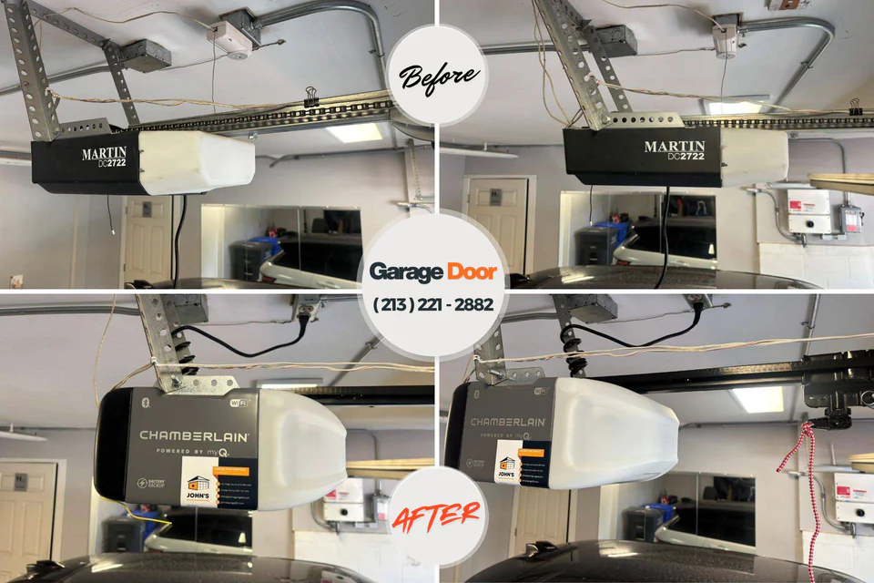 Before and after: garage door repair Carolina Beach, NC